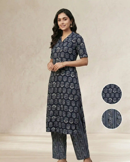 Sherlys Attire Charcoal Black  Cotton Kurta & Palazzo Set