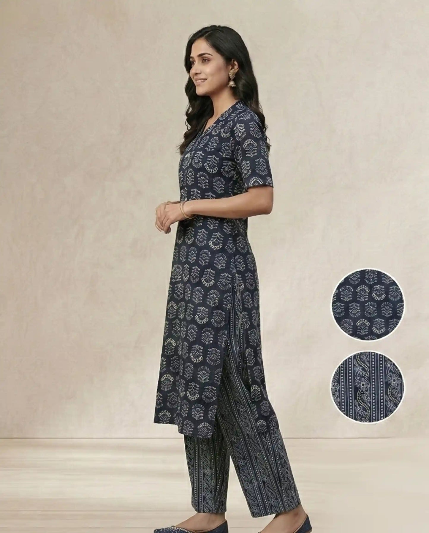 Sherlys Attire Charcoal Black  Cotton Kurta & Palazzo Set