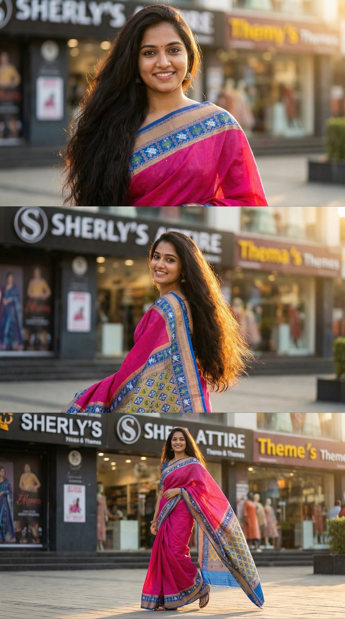 Azure Blue Fuschia Patola Silk Saree