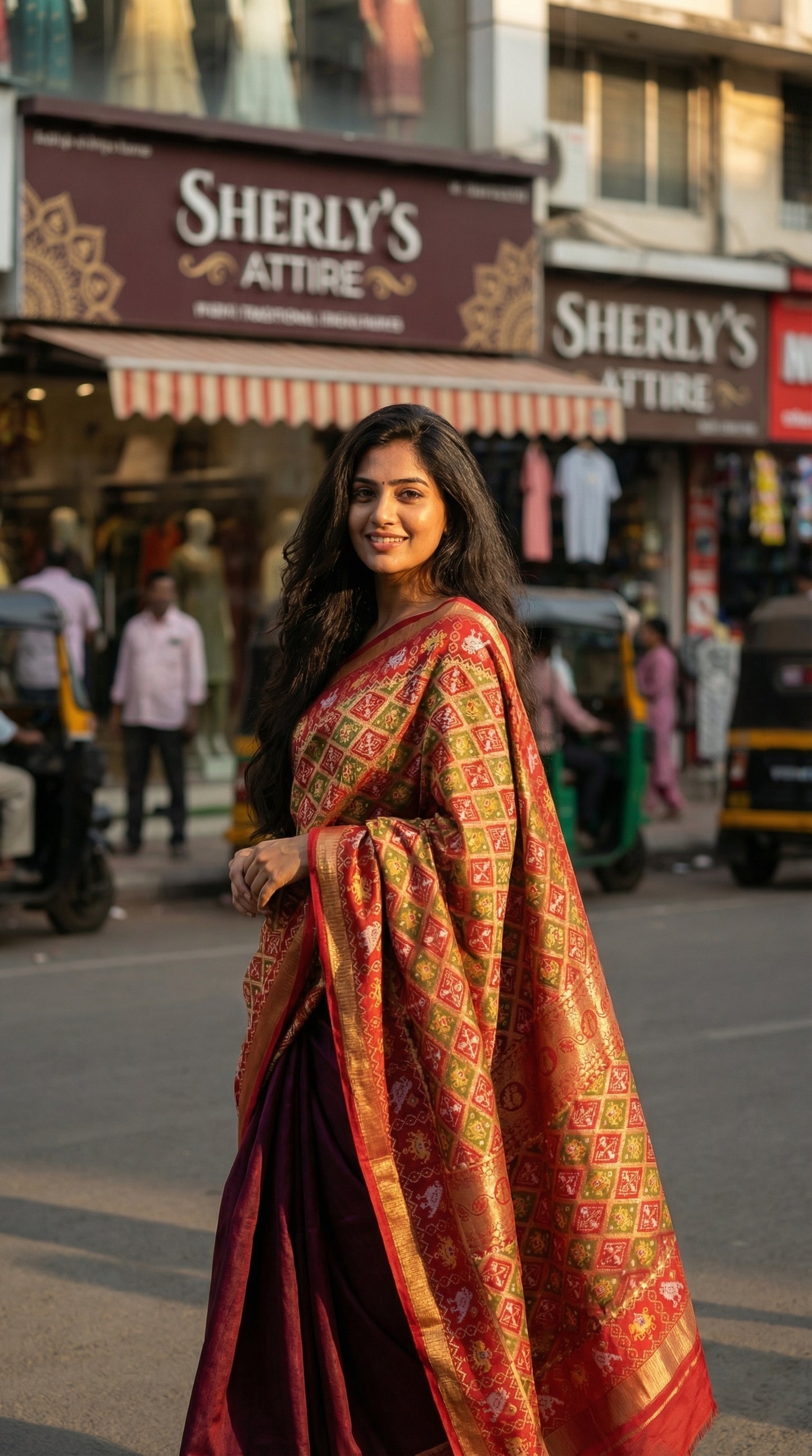 The Imperial Heritage – Deep Wine & Crimson Patola Silk Saree