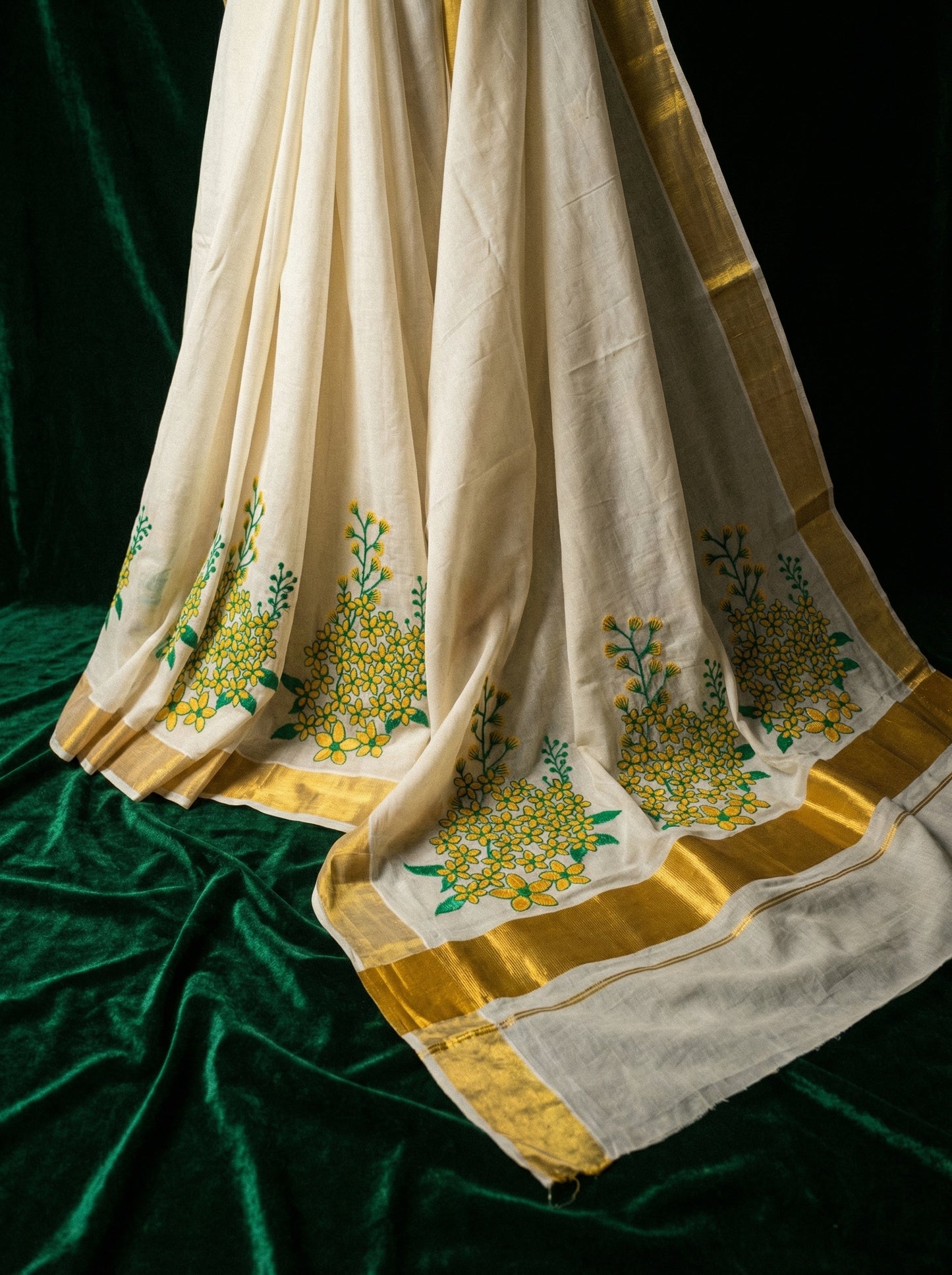 Vishu Special Golden Kanikkonna Kasavu Saree