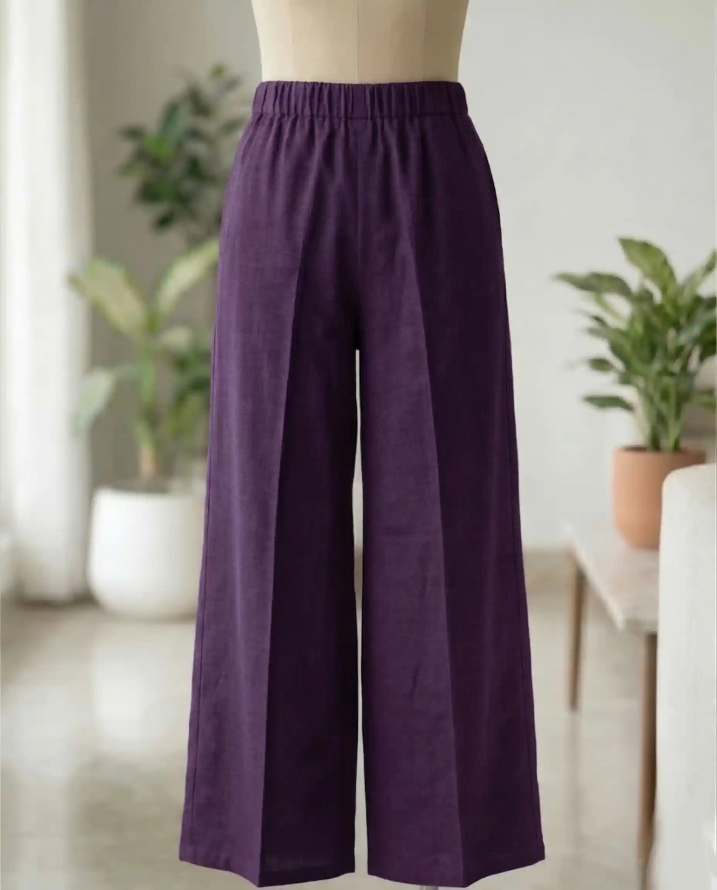 Women’s Deep Purple Cotton Kurta Set with Ethnic Mirror Work and Mandala Embroidery