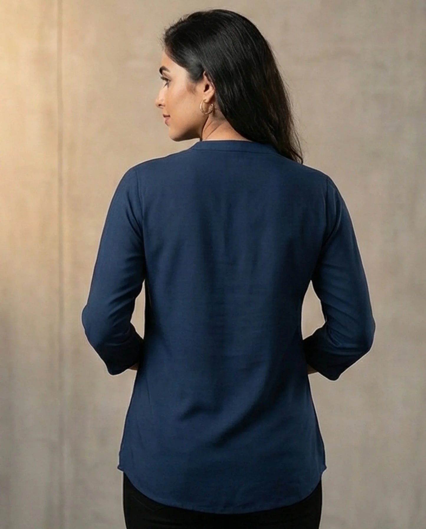 Elegant Navy Blue e Mini Kurti Casual Top