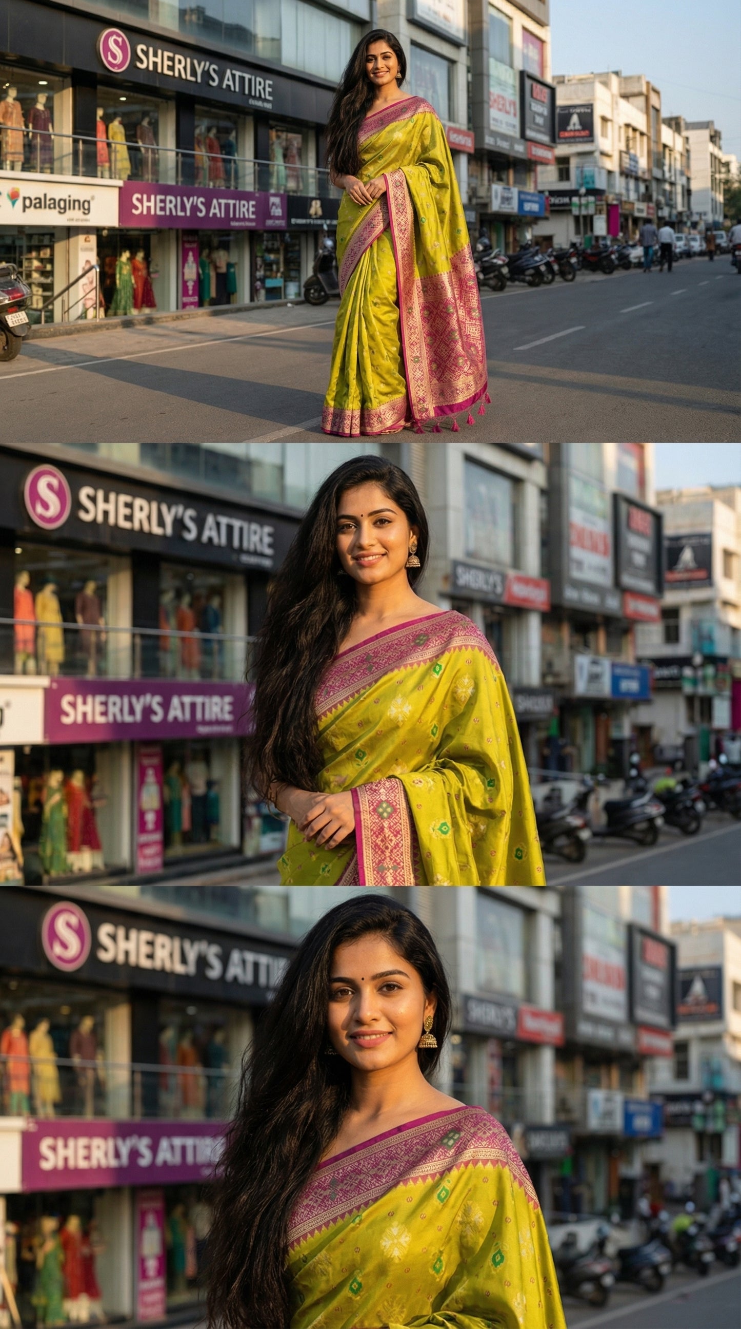 The Spring Bloom – Olive Green & Magenta Patola Silk Saree