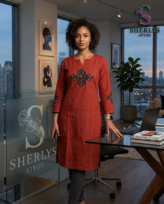 Rust-Red Kurti