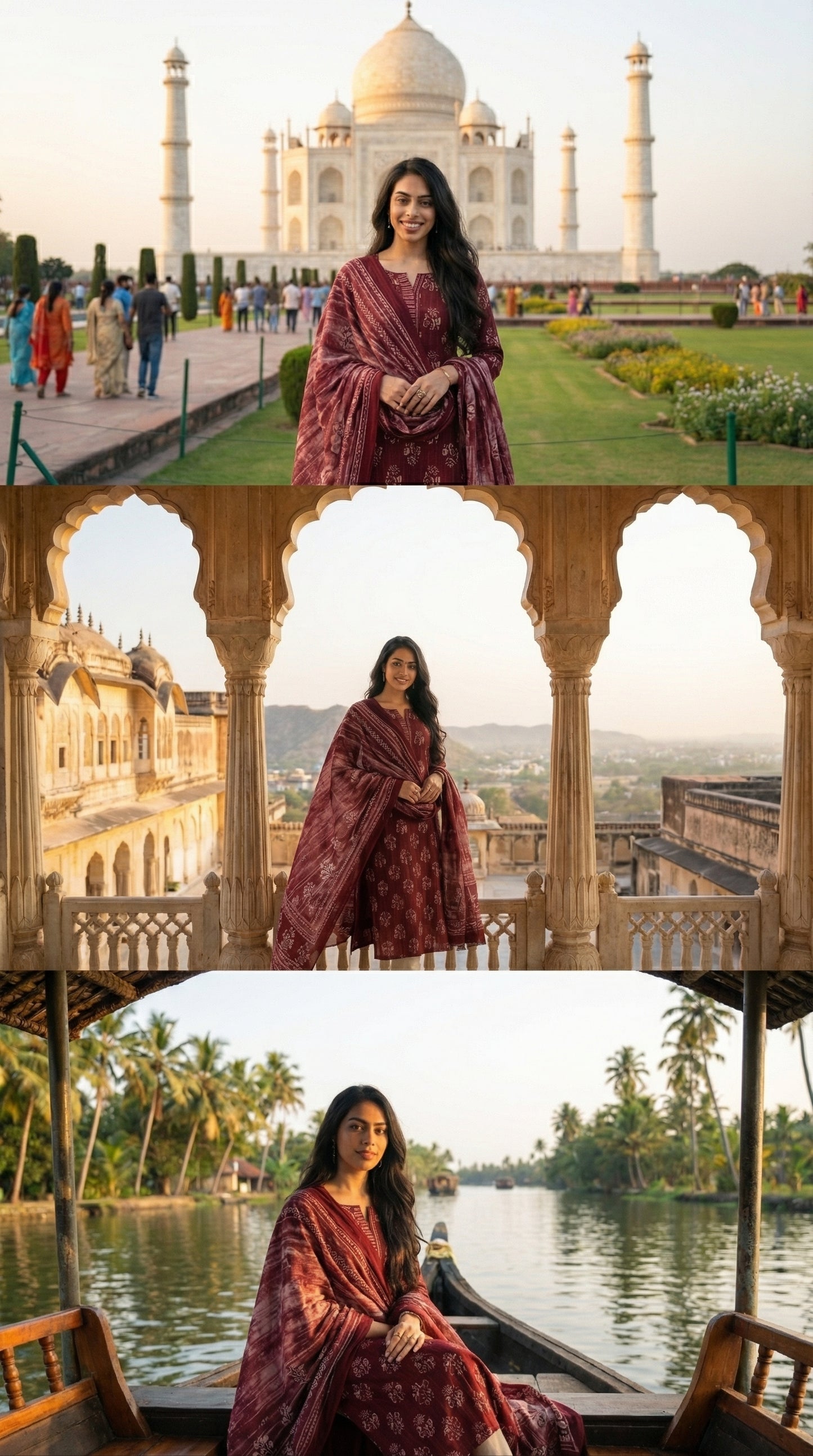 The Rustic Vineyard – Wine Red Block-Printed Cotton Salwar Set