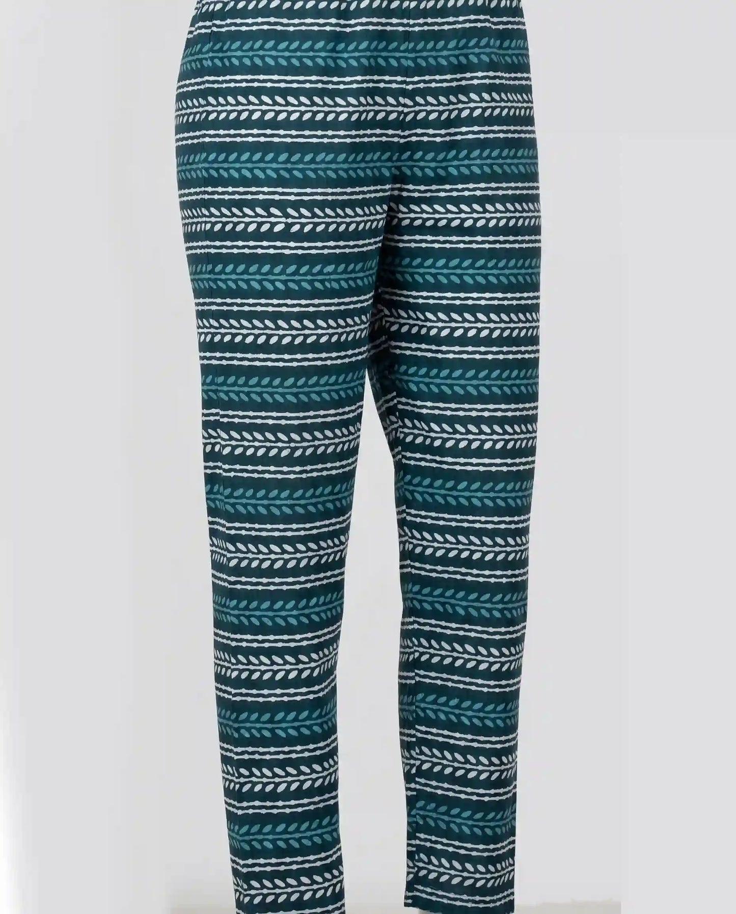 Turquoise Blue Floral Printed Cotton Kurti Set