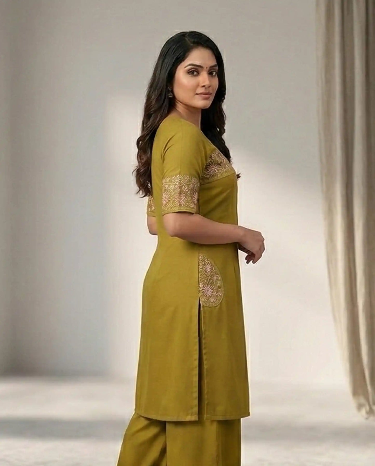 Women's Olive Green n Kurta & Palazzo Set