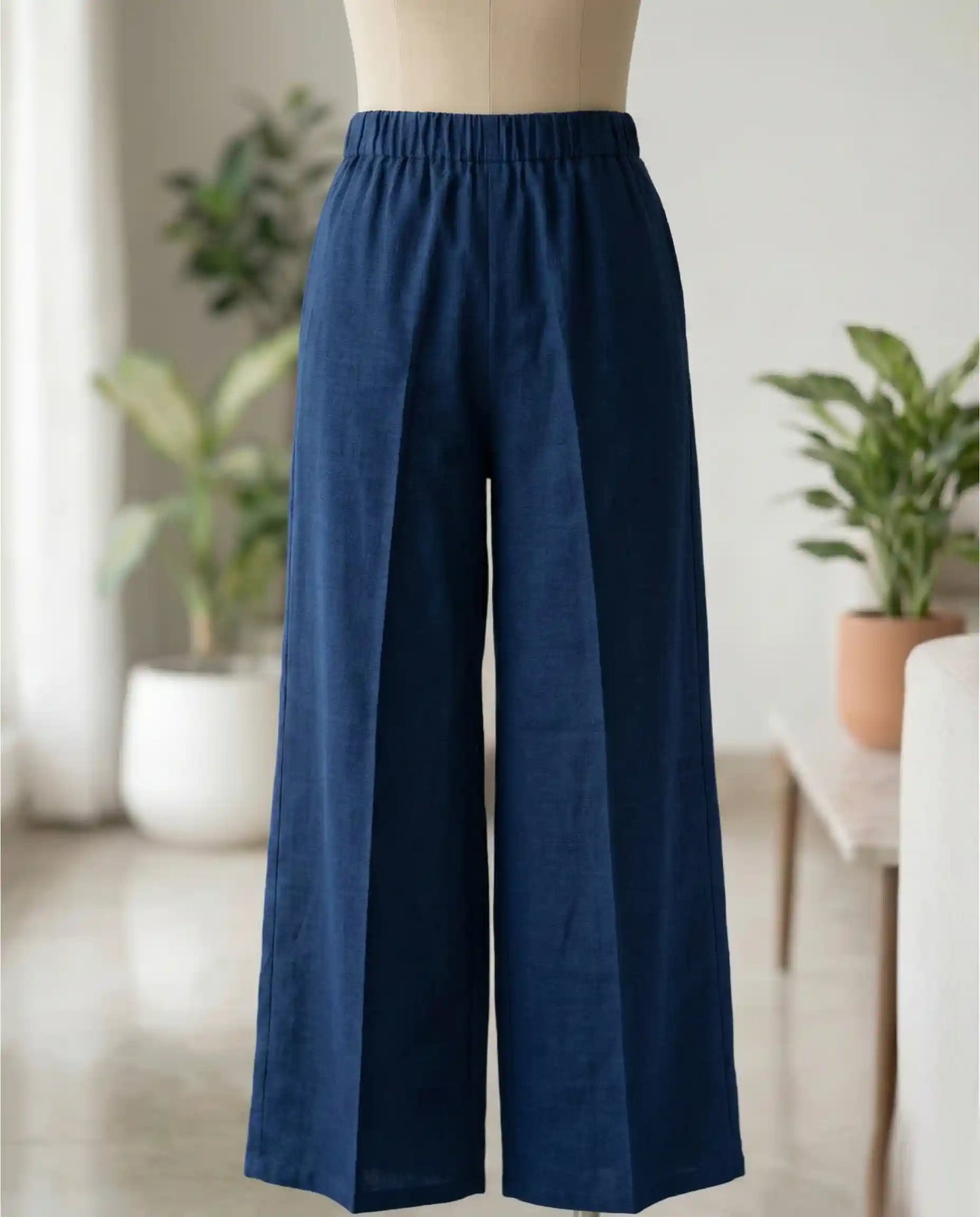 Navy Blue Premium Kurti Set with Tribal Print